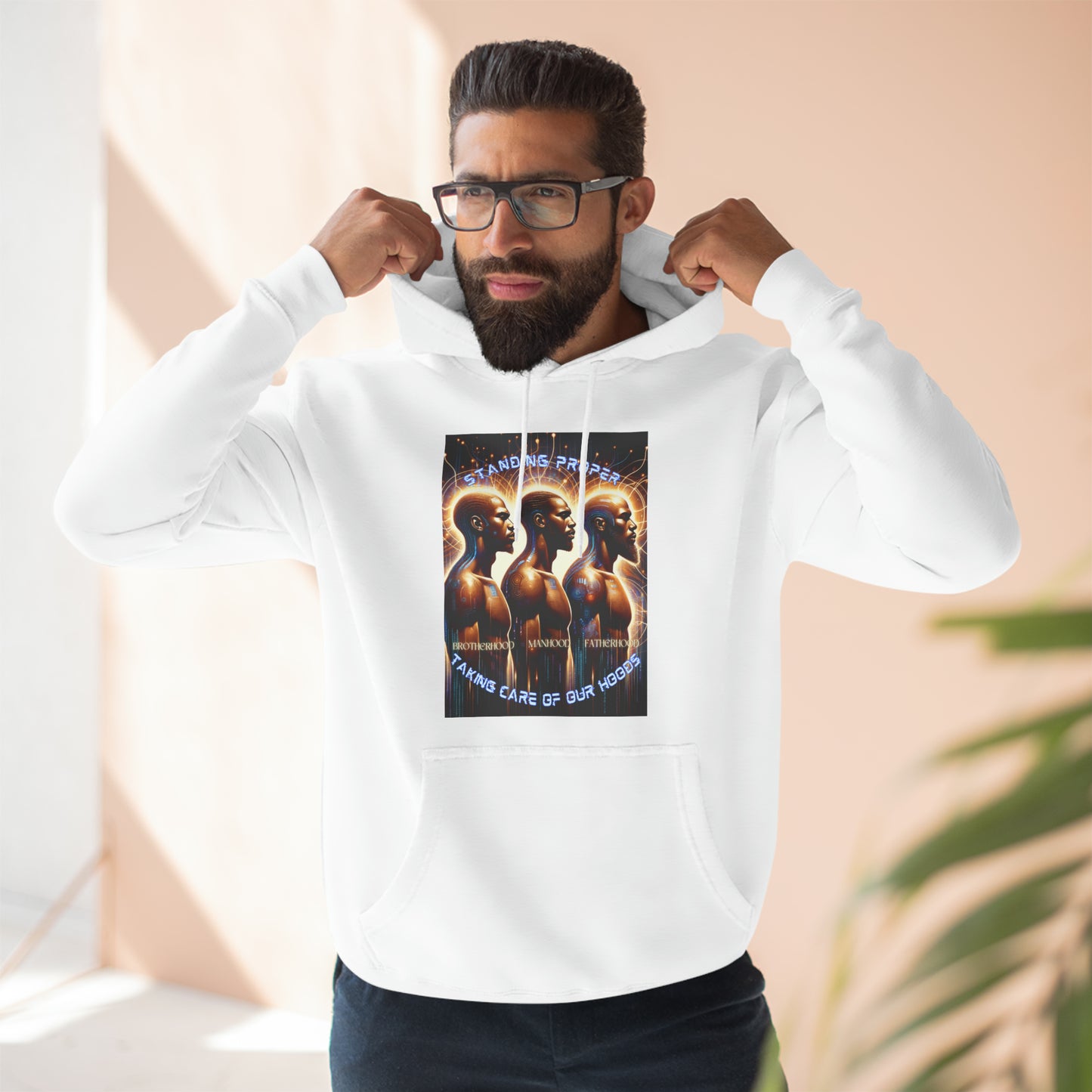 Standing Proper Masculine UnityThree-Panel Fleece Hoodie