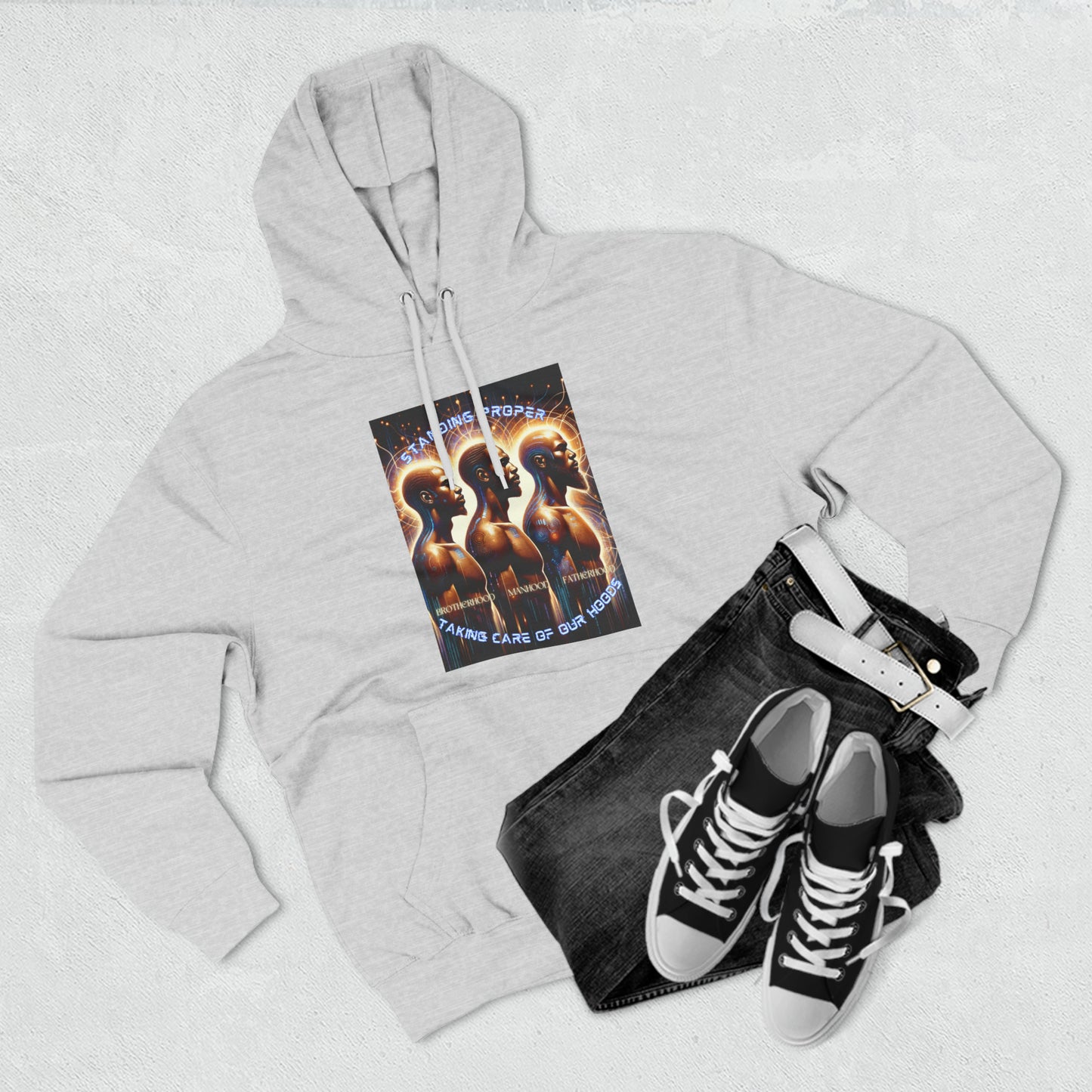 Standing Proper Masculine UnityThree-Panel Fleece Hoodie