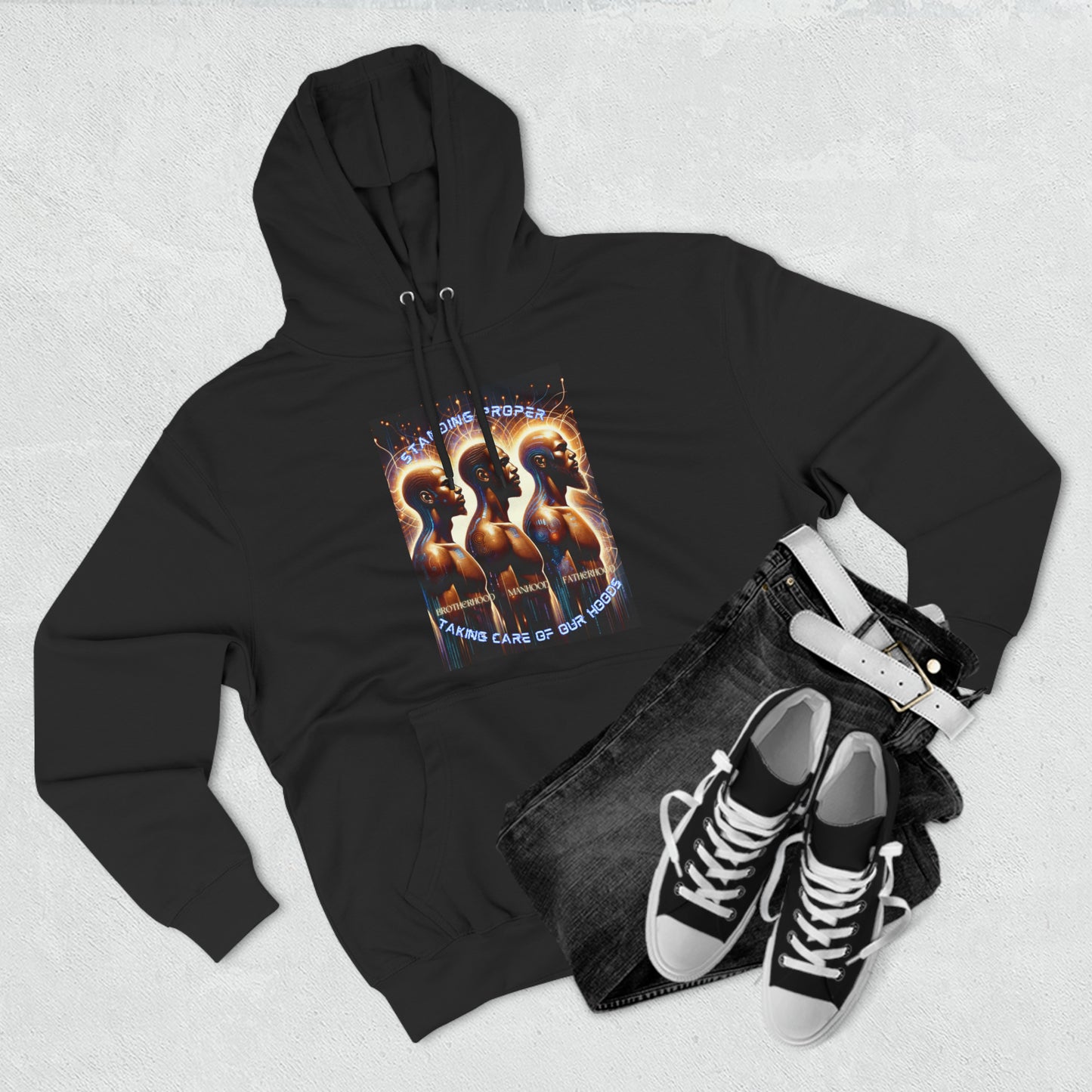 Standing Proper Masculine UnityThree-Panel Fleece Hoodie