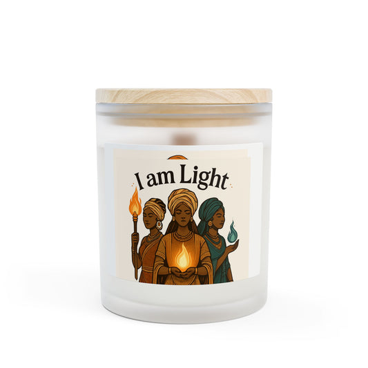I Am Light Frosted Glass Candle — Empowering Spiritual Scented Candle (11 oz)